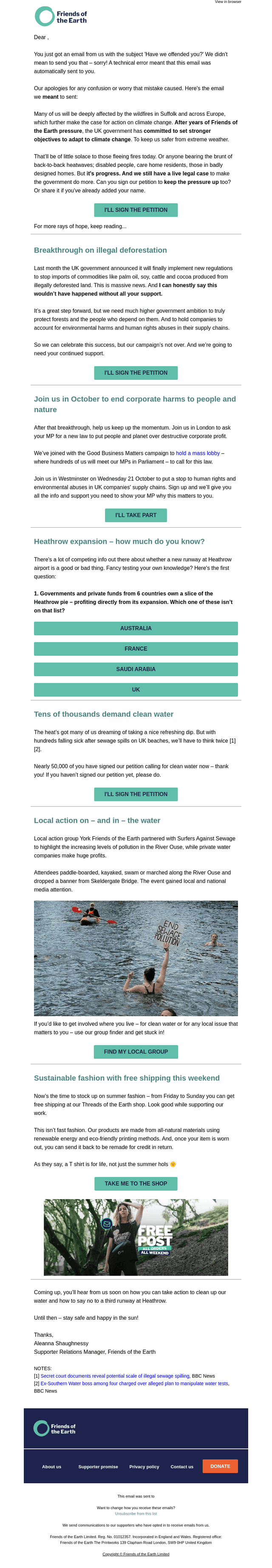 Friends of the Earth email from Fri, Jul 31, 2026