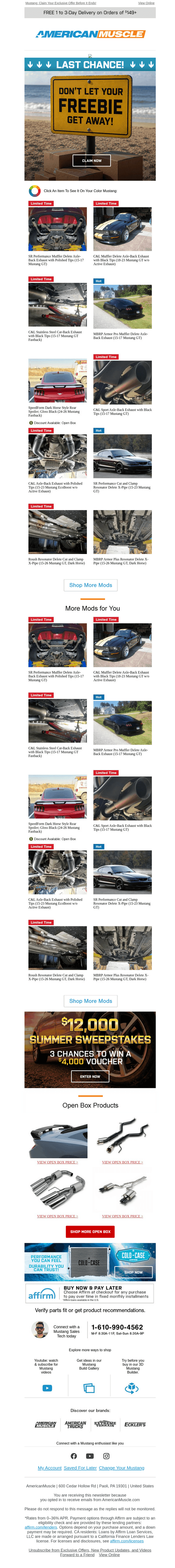 AmericanMuscle.com email from Fri, Jul 31, 2026