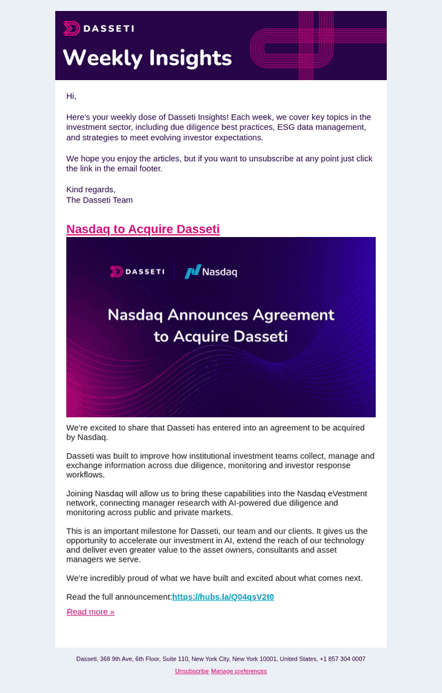 Nasdaq to Acquire Dasseti