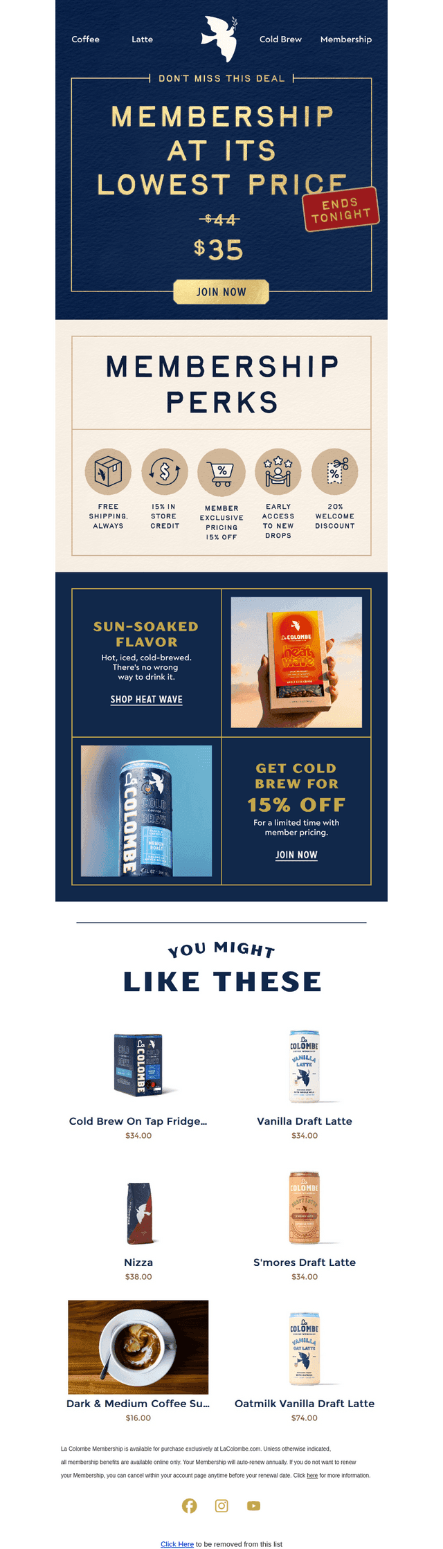 La Colombe Coffee Roasters email from Fri, Jul 31, 2026