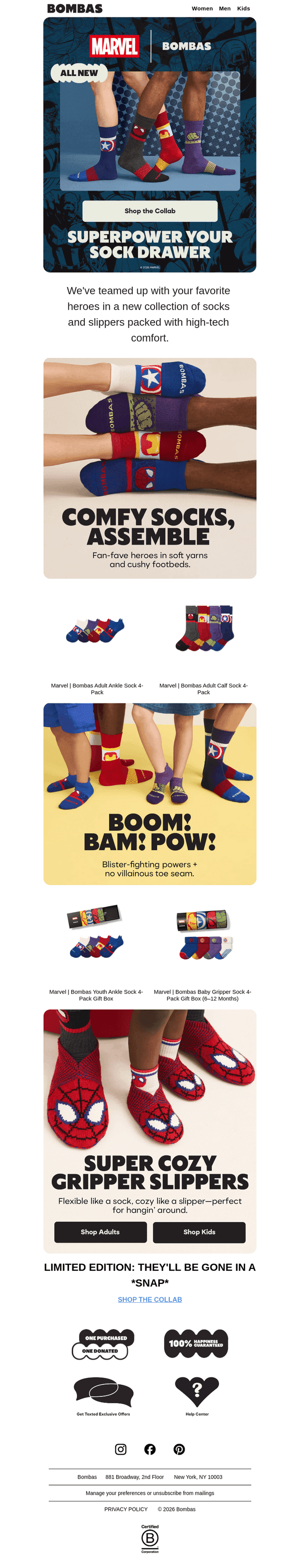 MARVEL | Bombas: Super New, Ultra Comfy