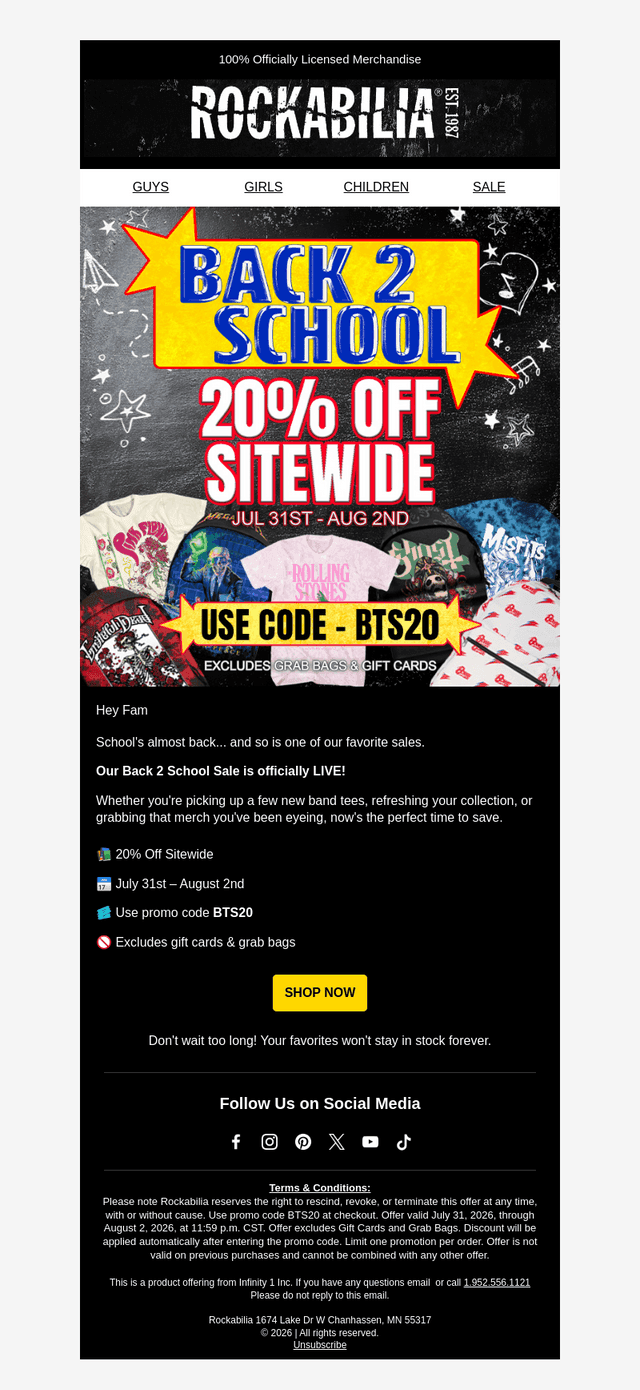 Rockabilia email from Fri, Jul 31, 2026