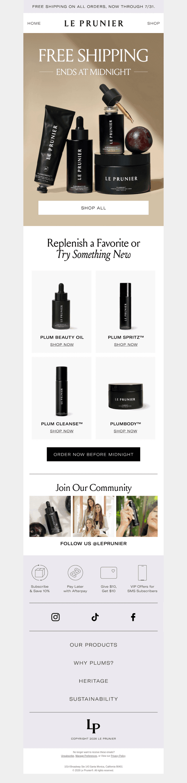 Last Day for Free Shipping