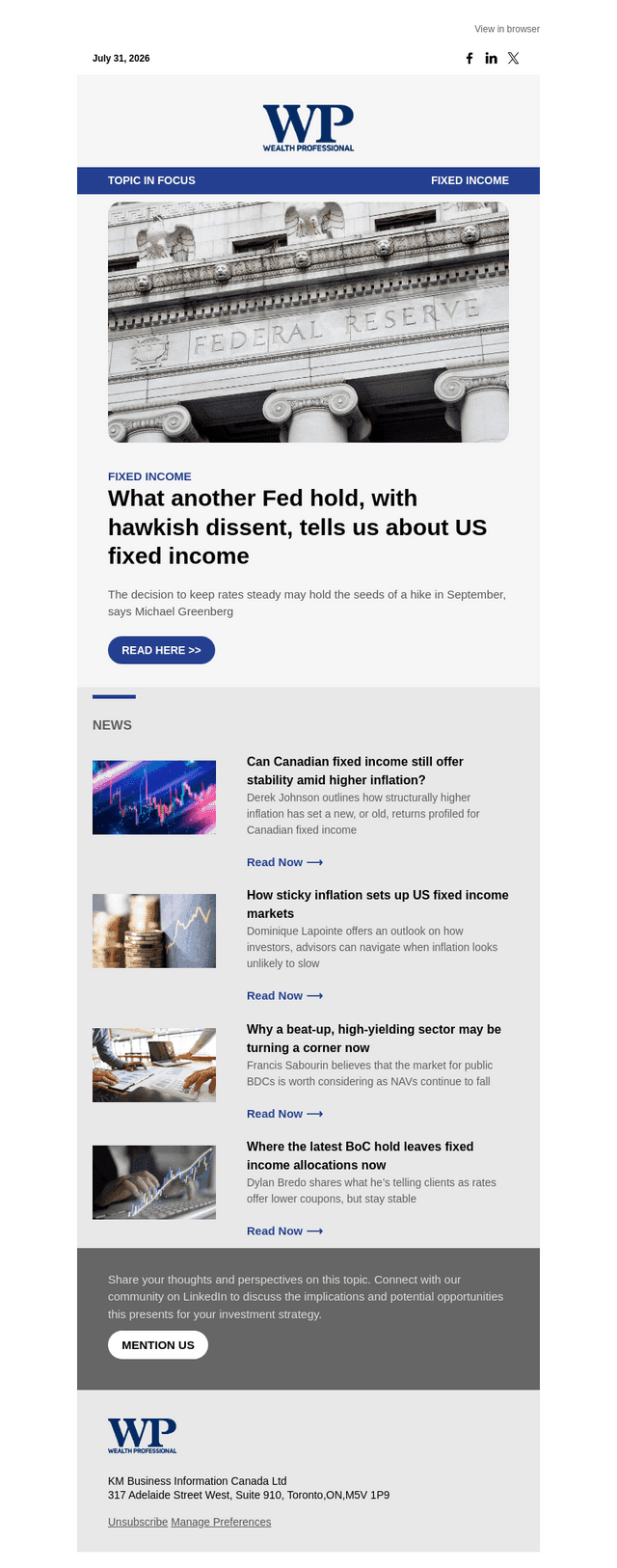WP’s July reporting on fixed income