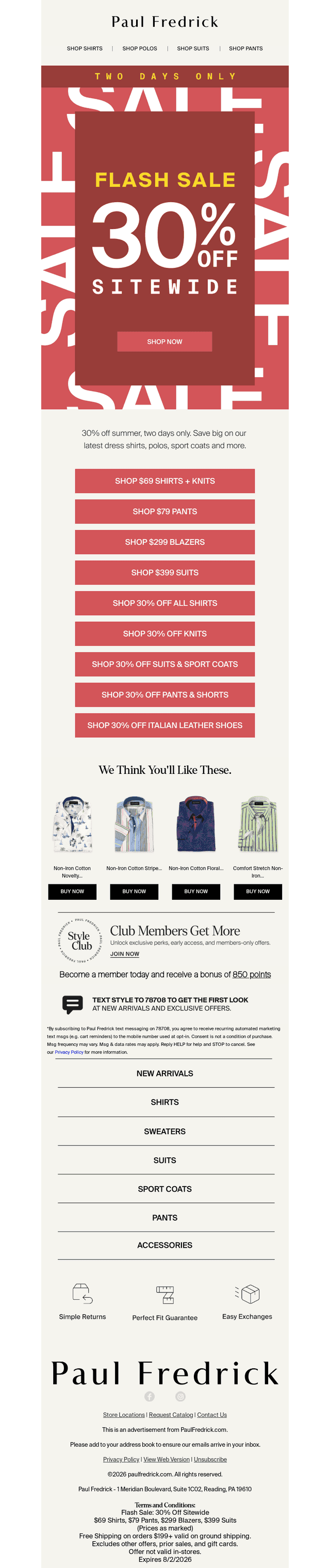 TWO DAYS ONLY: 30% OFF SITEWIDE.