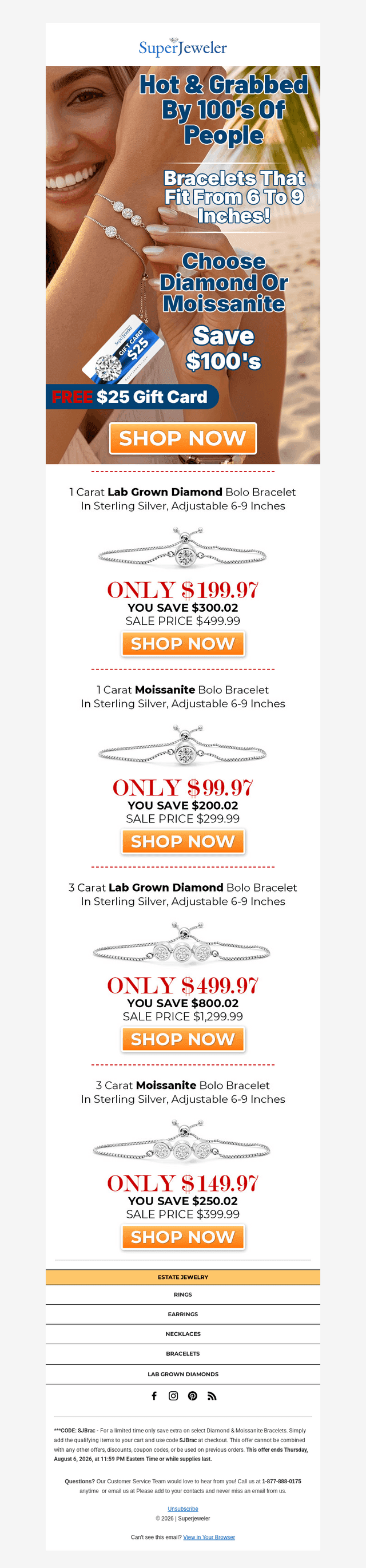 SuperJeweler email from Sat, Aug 1, 2026