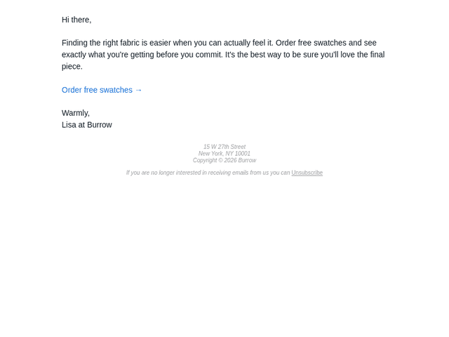 Burrow email from Sat, Aug 1, 2026