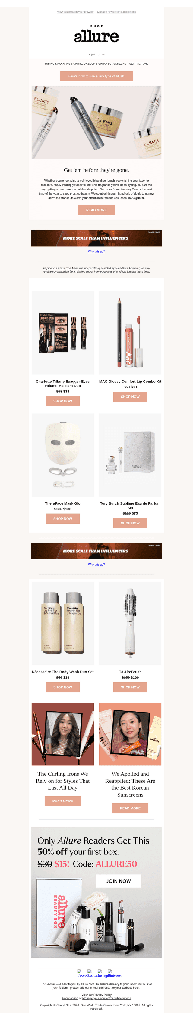 Allure email from Sat, Aug 1, 2026