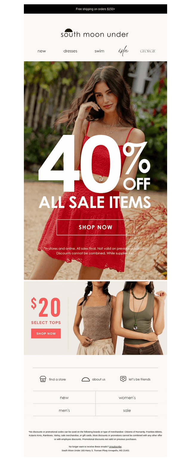 EXTRA 40% OFF SALE CONTINUES