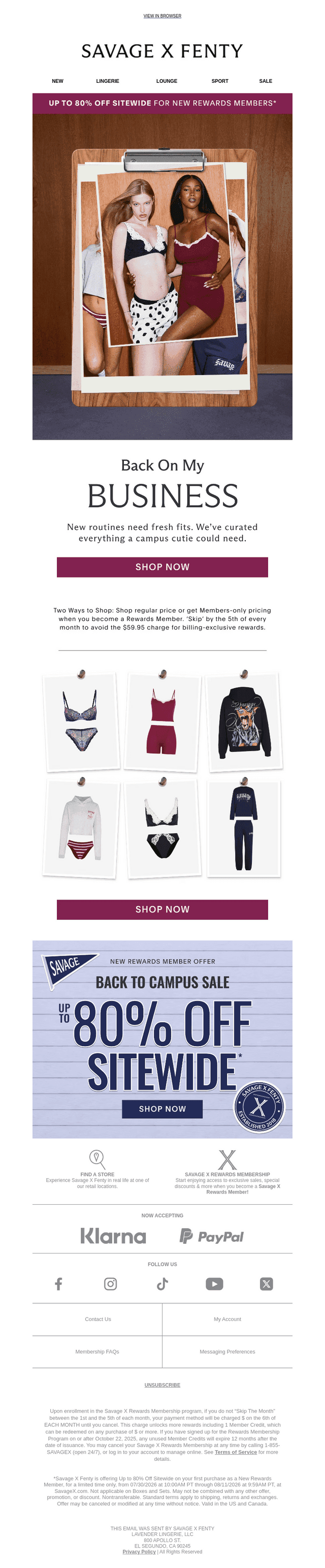 Savage X Fenty email from Sun, Aug 2, 2026