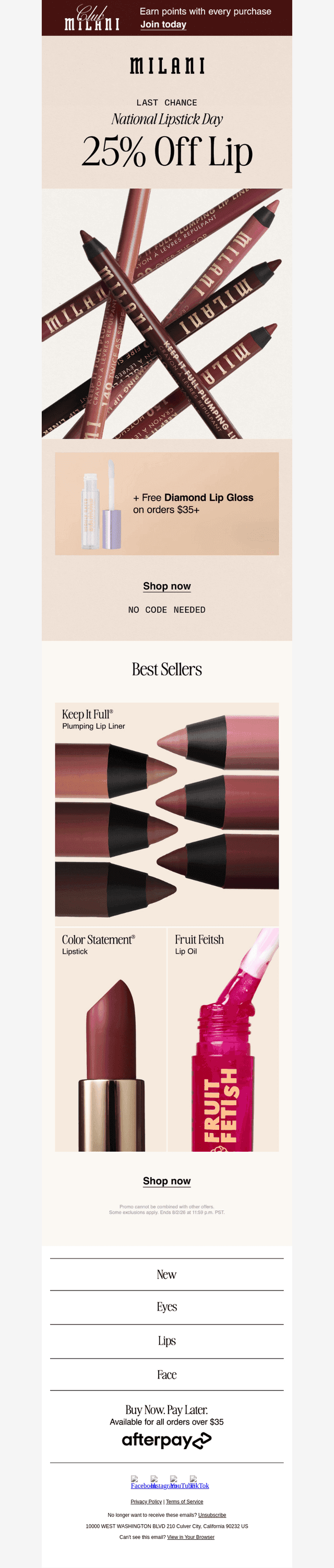 Last chance: 25% off lip