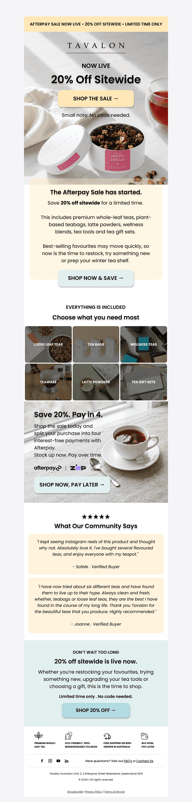 It’s Live: 20% Off Sitewide