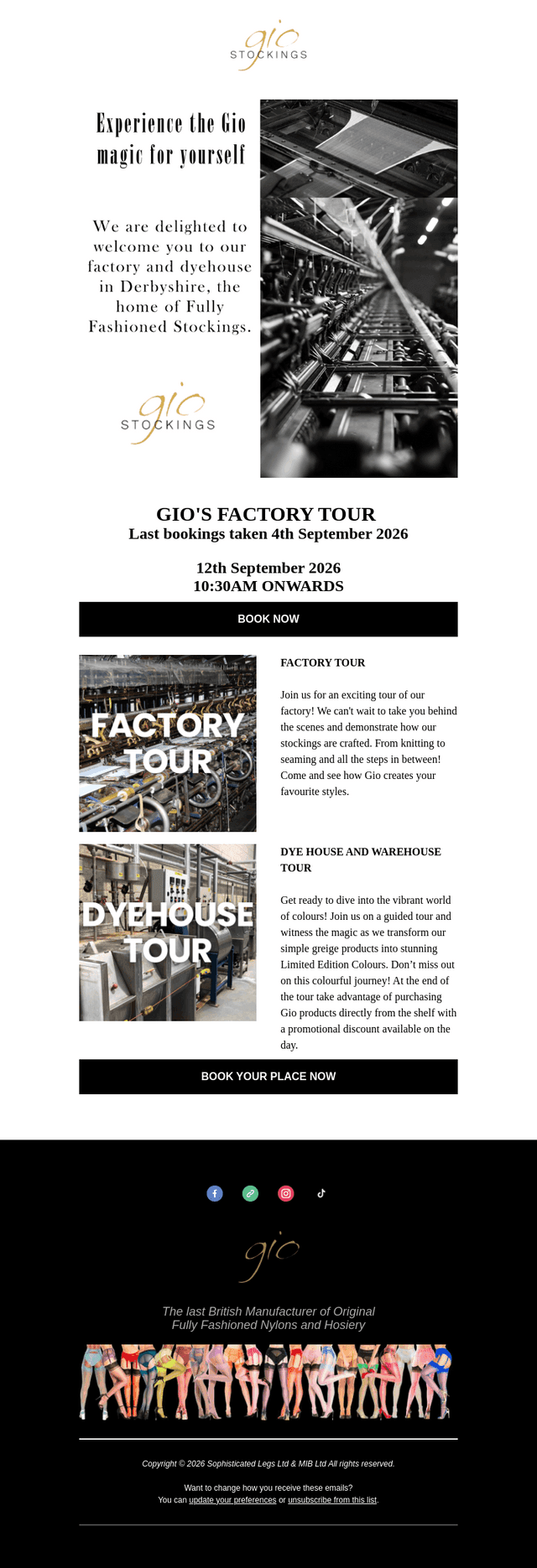 Factory Tour Bookings Available
