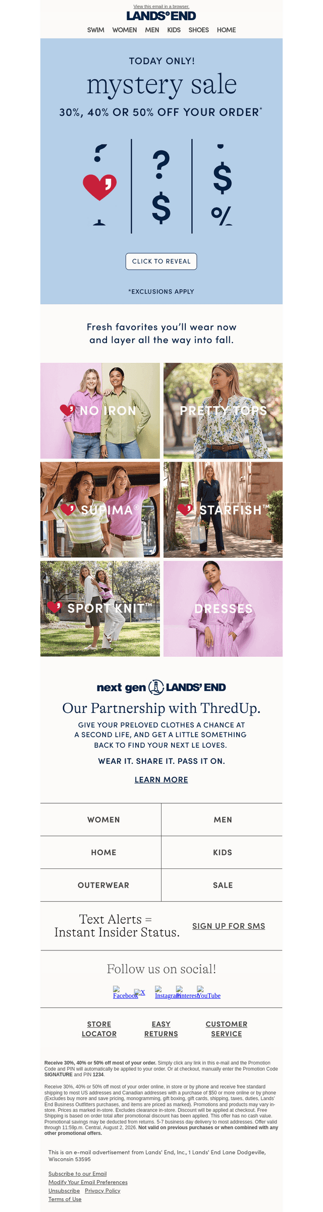TODAY ONLY: 30%, 40% or 50% off!