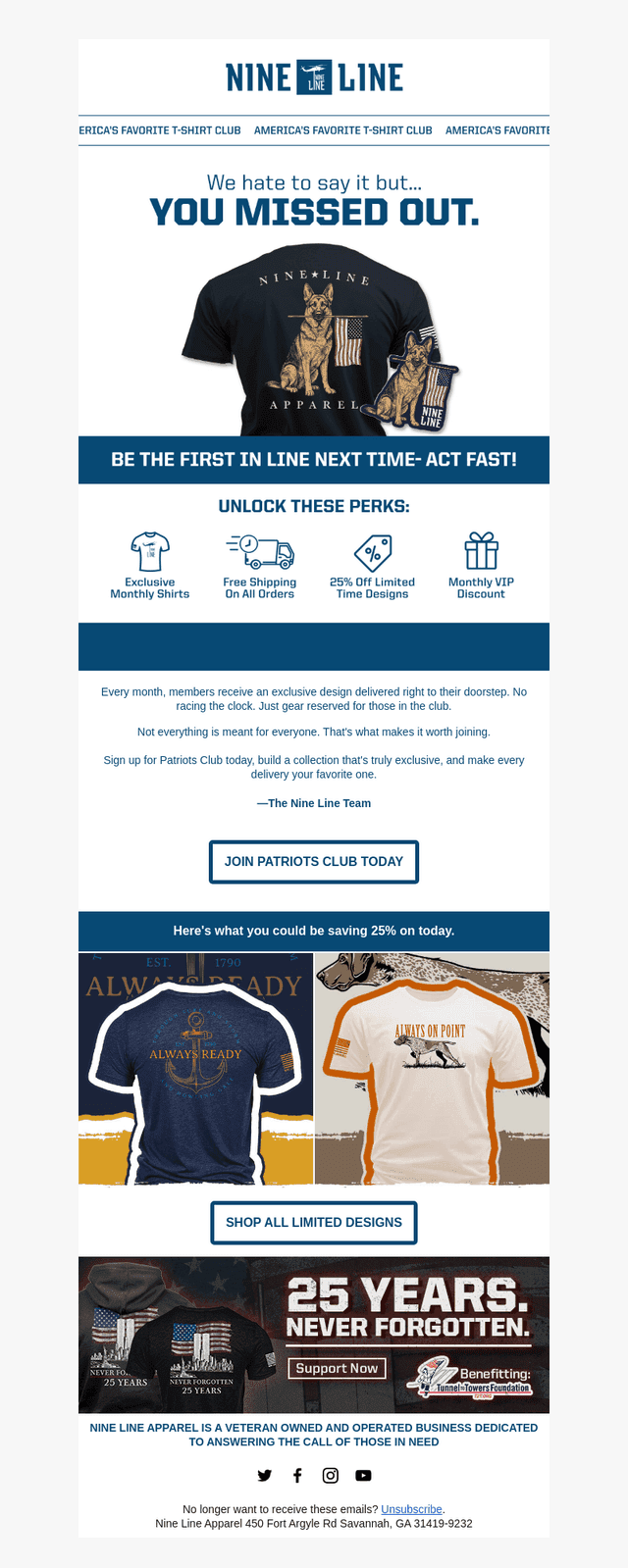 NineLineApparel email from Sun, Aug 2, 2026