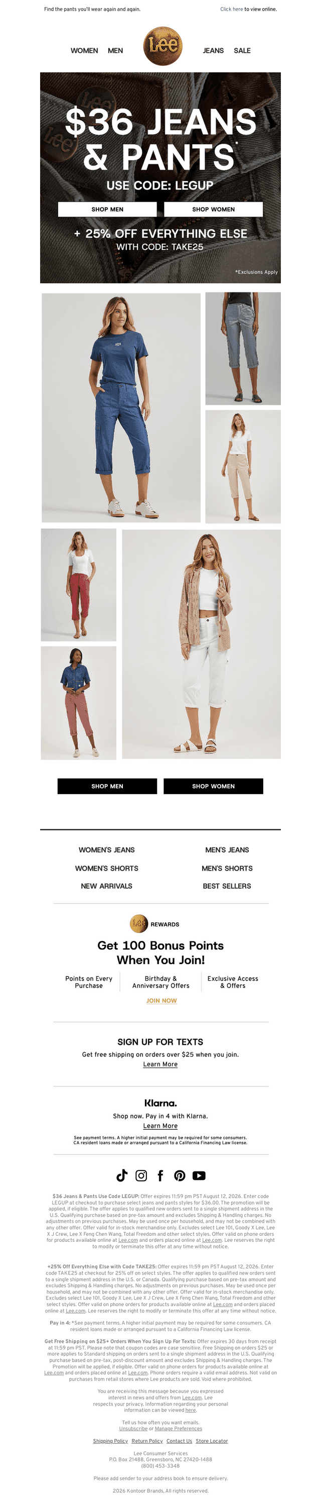 On now: $36 jeans and pants