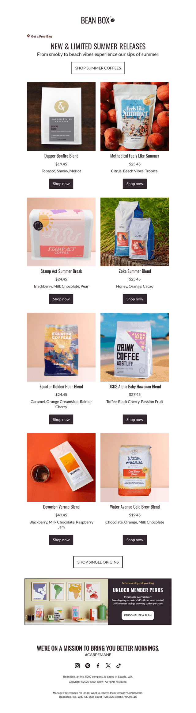 BeanBox email from Sun, Aug 2, 2026