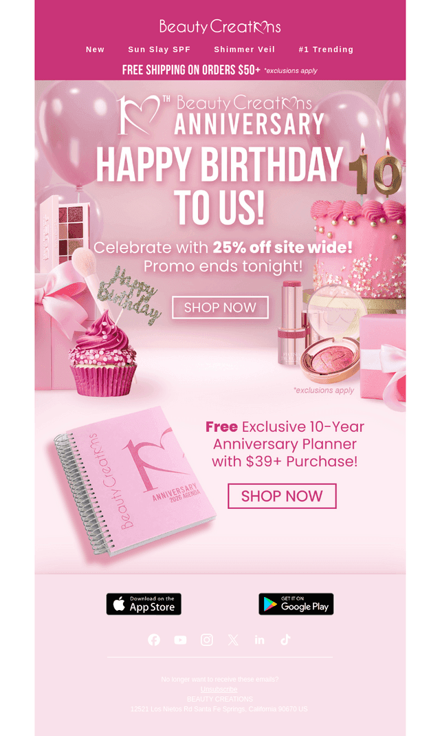 BEAUTY CREATIONS email from Sun, Aug 2, 2026