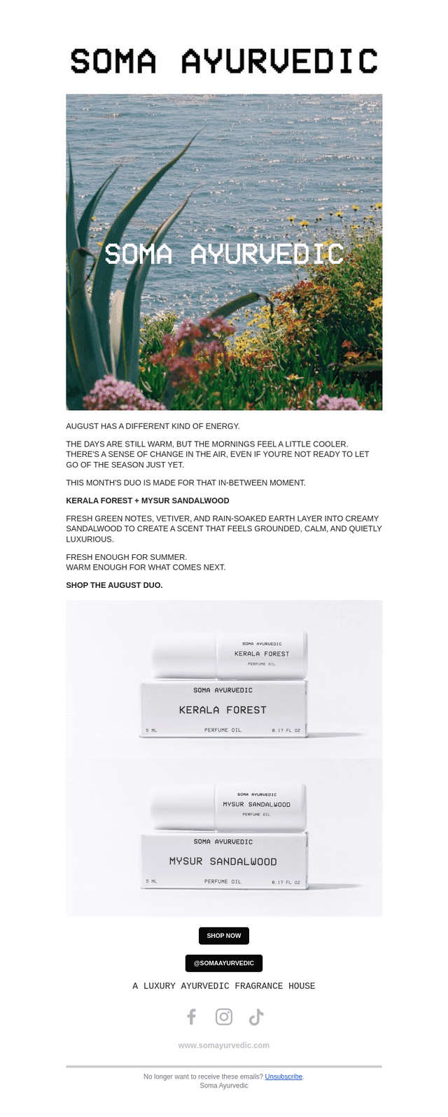 Soma Ayurvedic email from Sun, Aug 2, 2026