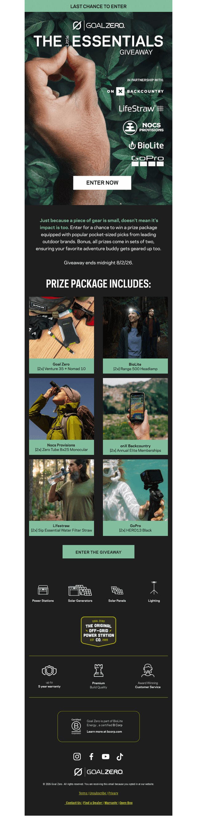 Last Chance to Win Adventure Gear for Two