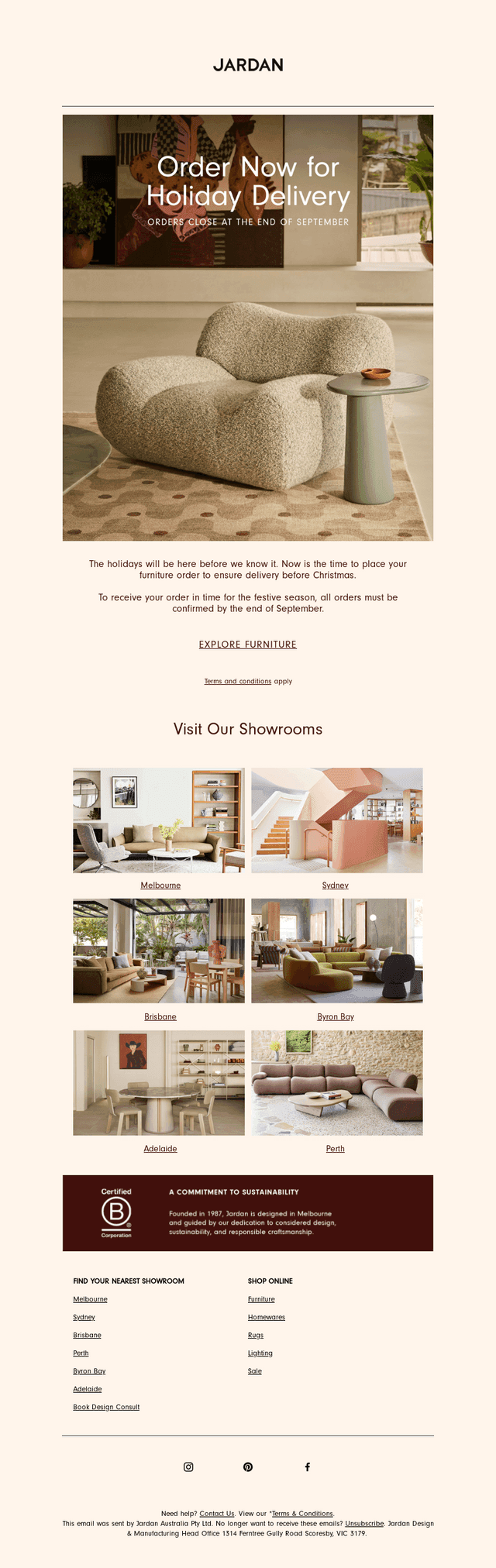 Jardan Australia email from Mon, Aug 3, 2026