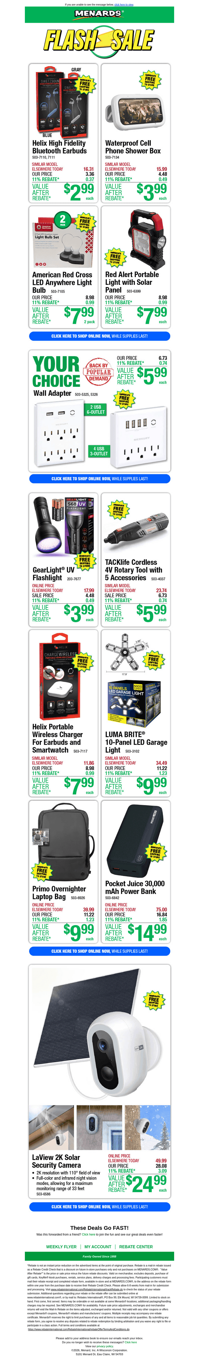 Menards email from Mon, Aug 3, 2026