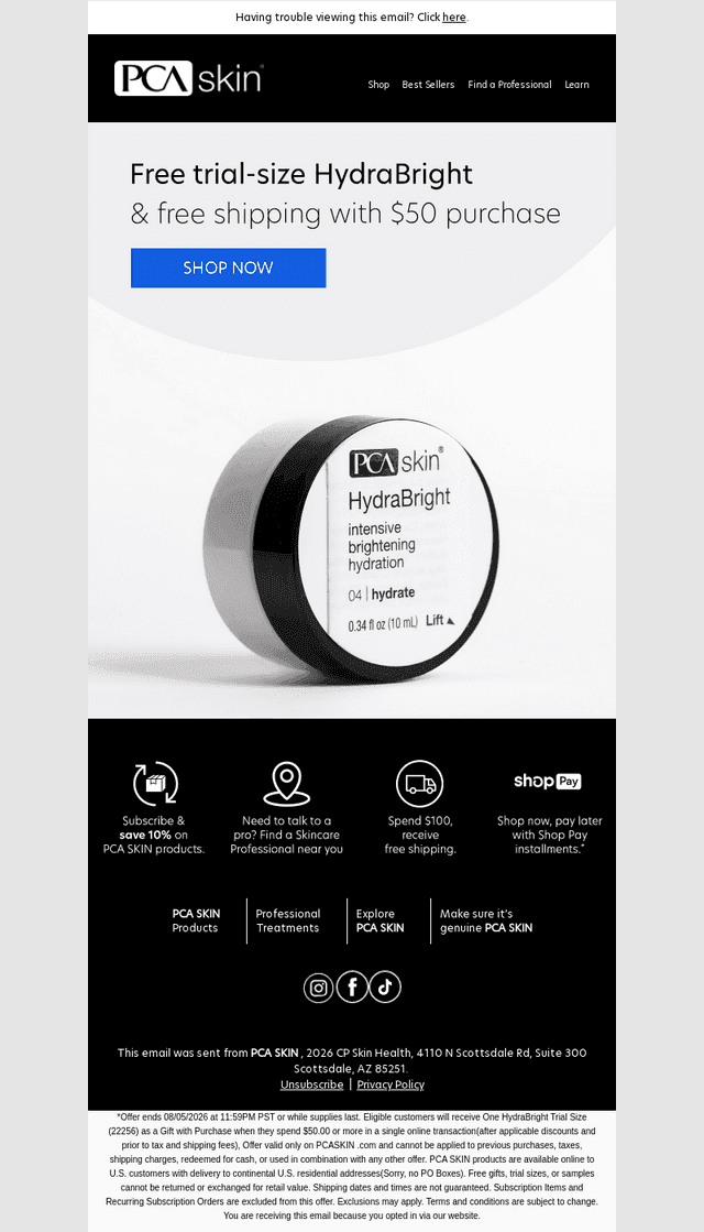 Free trial-size HydraBright + free shipping!