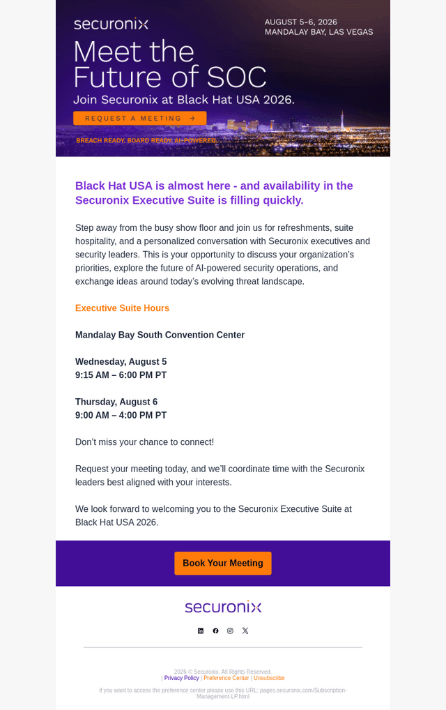 Securonix email from Mon, Aug 3, 2026