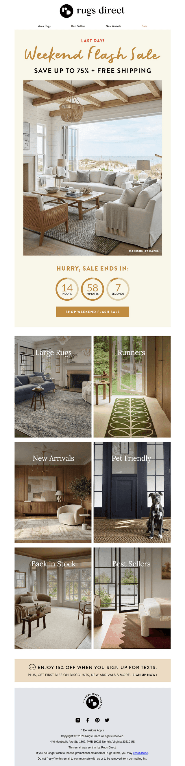 Rugs Direct email from Mon, Aug 3, 2026