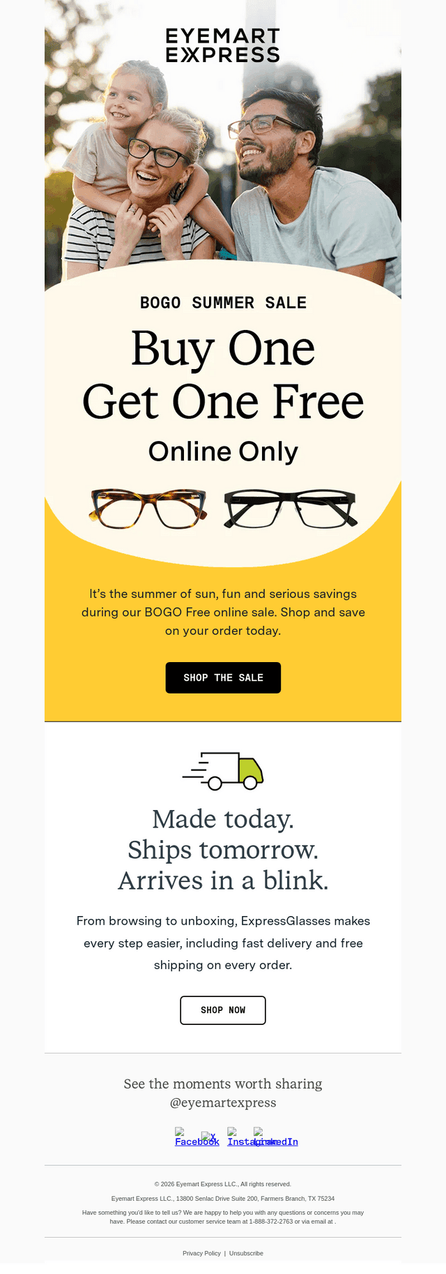 Eyemart Express email from Mon, Aug 3, 2026