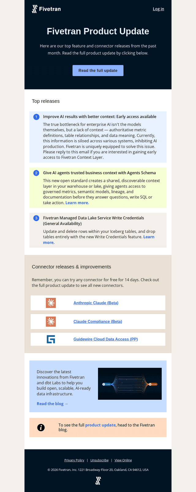 Fivetran Product Update: Early access to Fivetran Context Layer, New Agents Schema, Write Credentials and more!