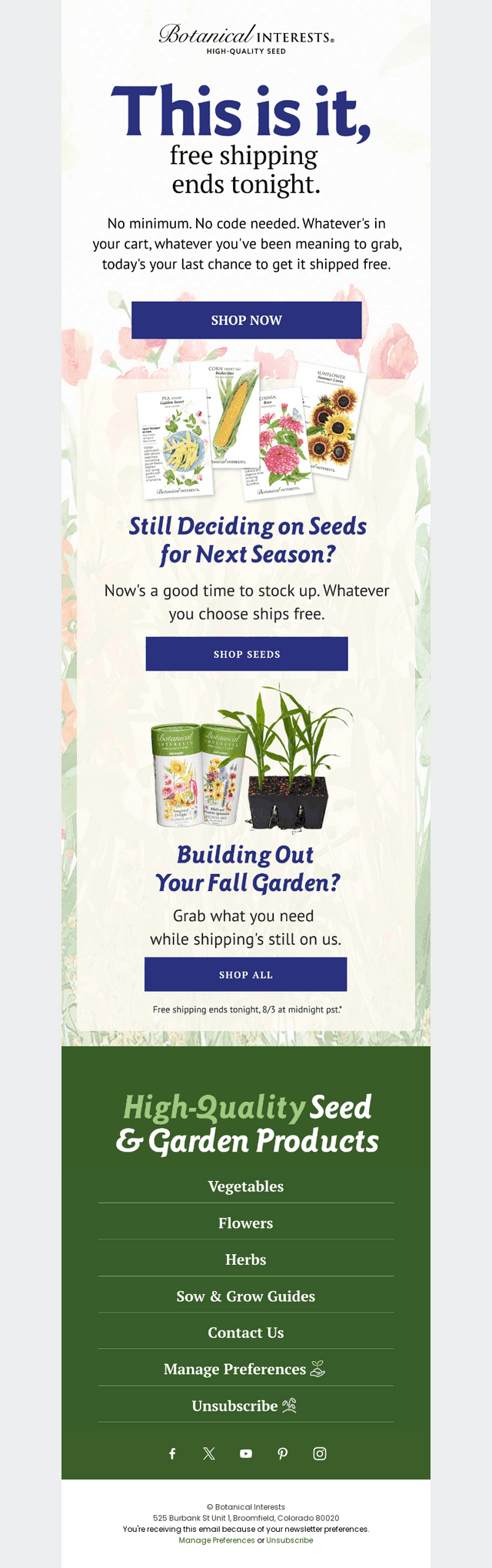 Last chance for free shipping
