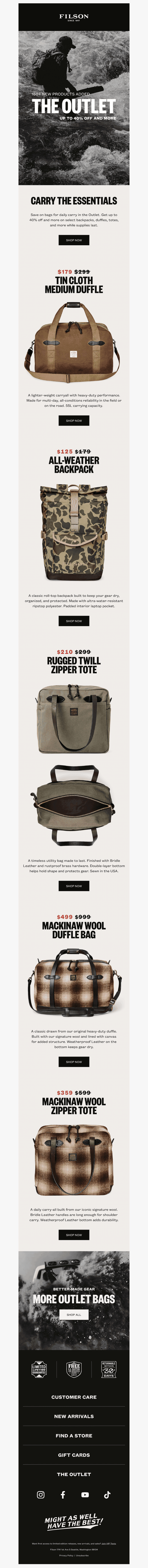 Up to 40% off Select Bags