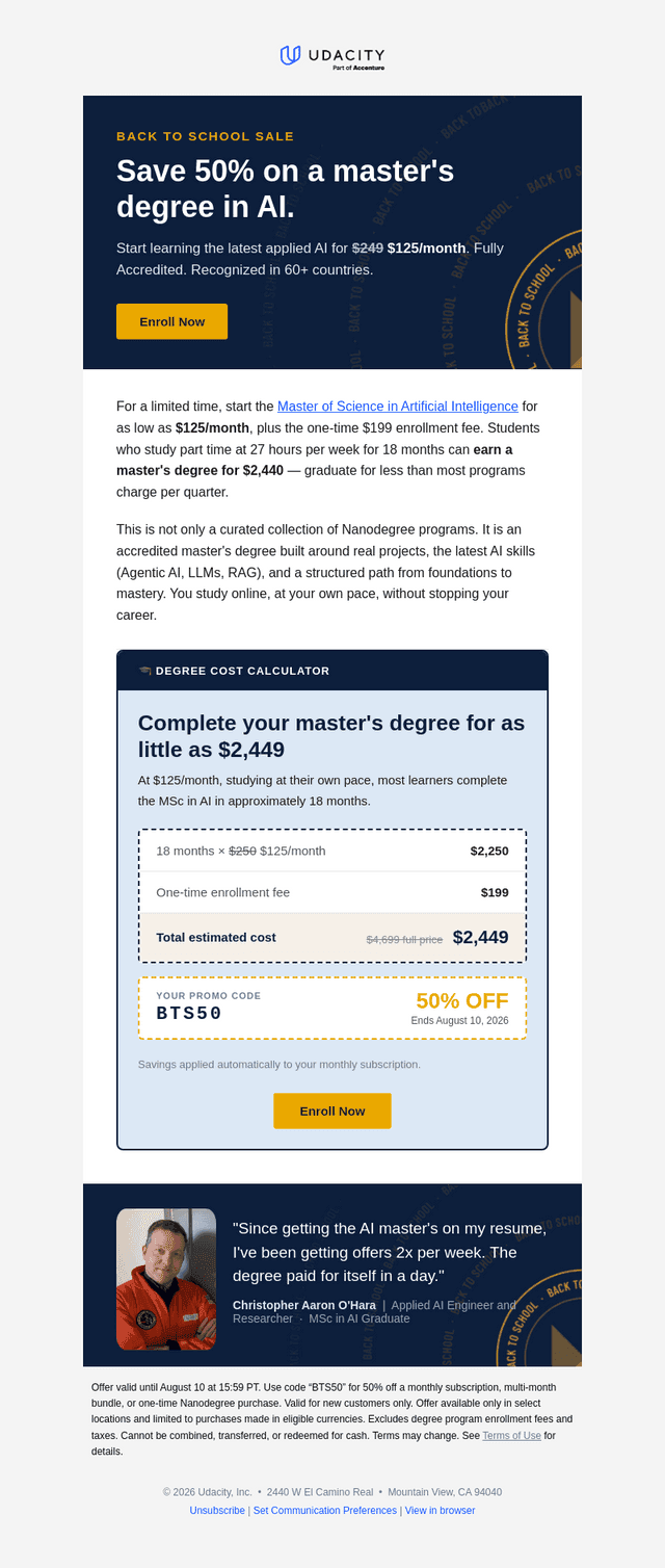 Earn a master's degree in AI for $2,449
