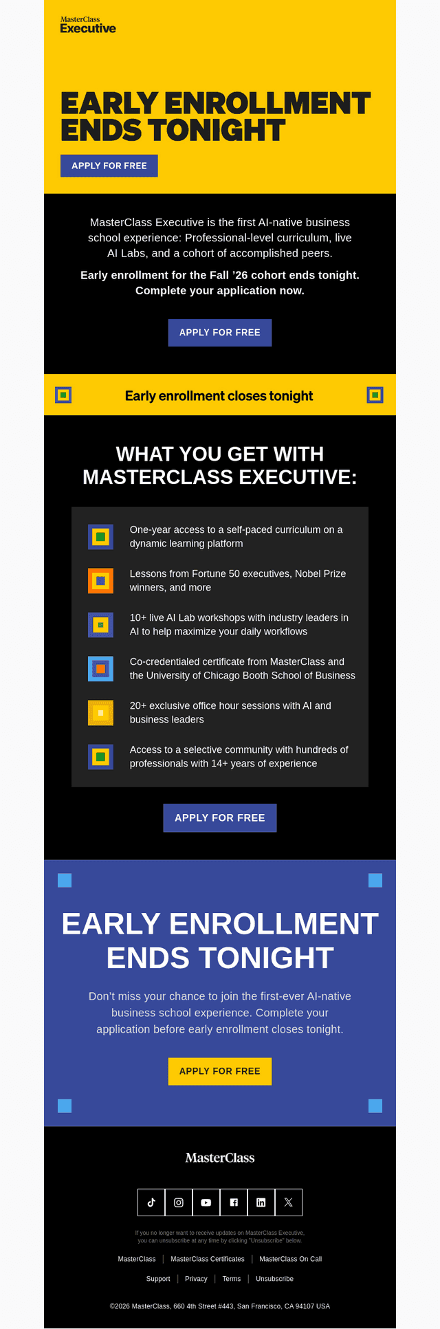 MasterClass email from Tue, Aug 4, 2026