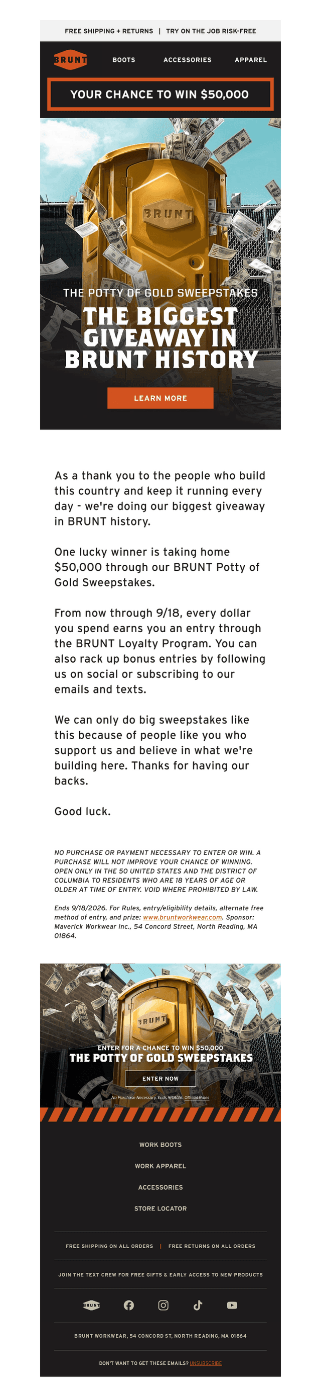 BRUNT Workwear email from Tue, Aug 4, 2026