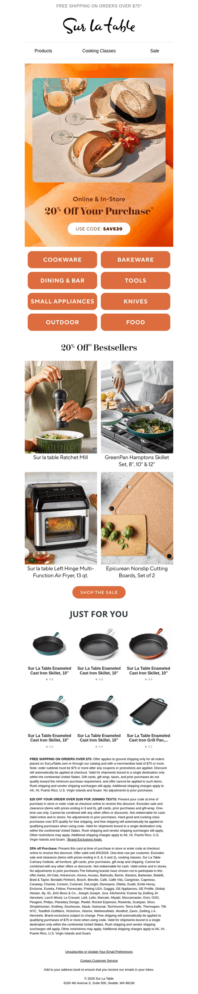 Sur La Table email from Tue, Aug 4, 2026