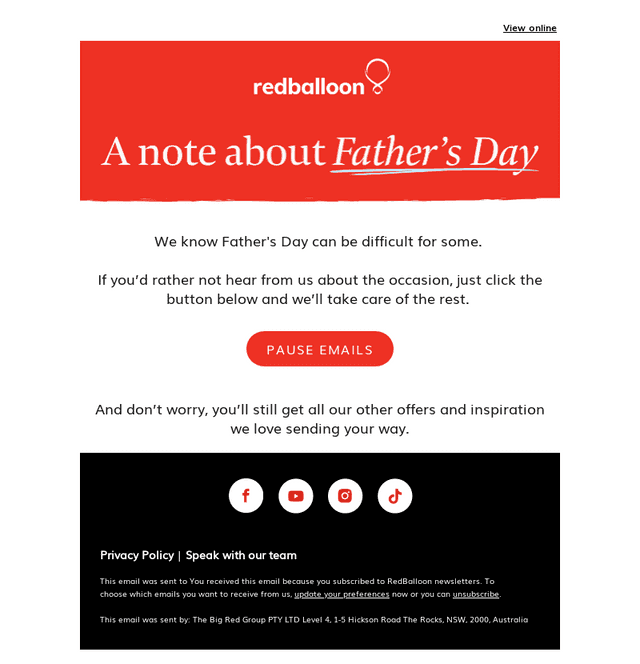 RedBalloon email from Tue, Aug 4, 2026