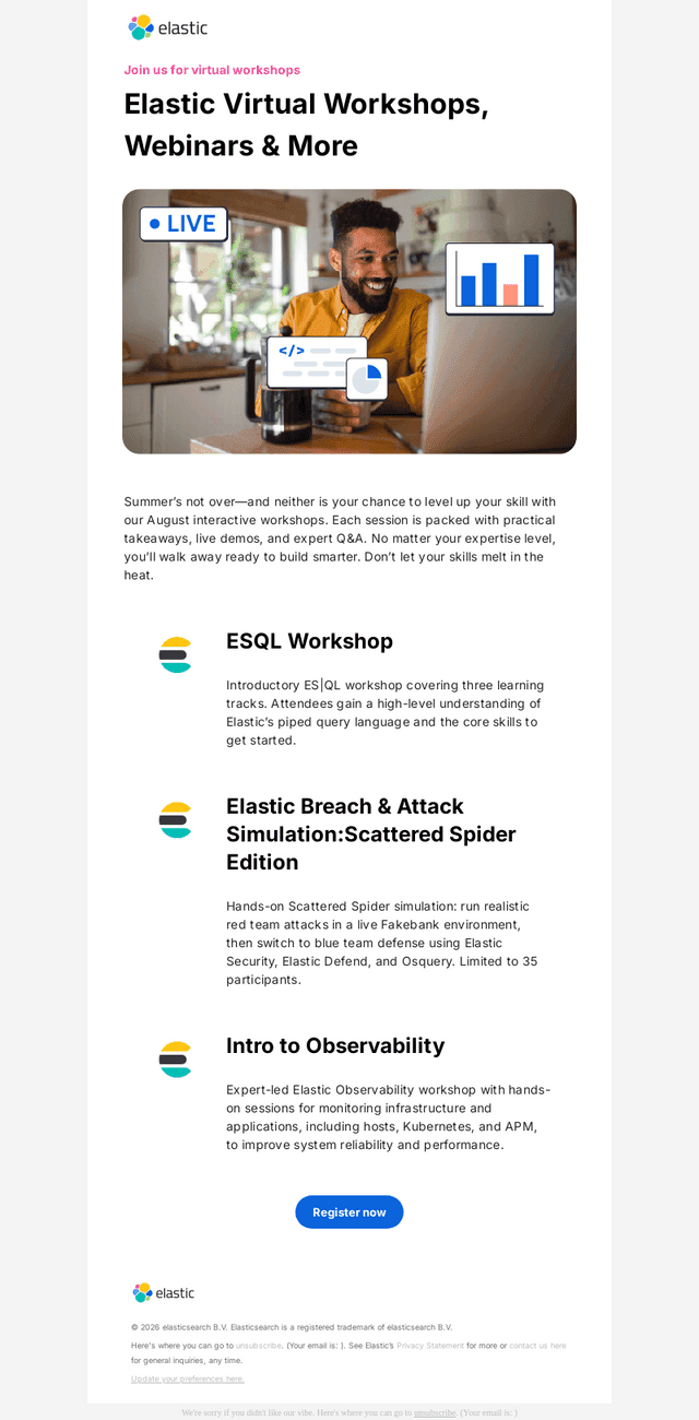 Elastic email from Wed, Aug 5, 2026