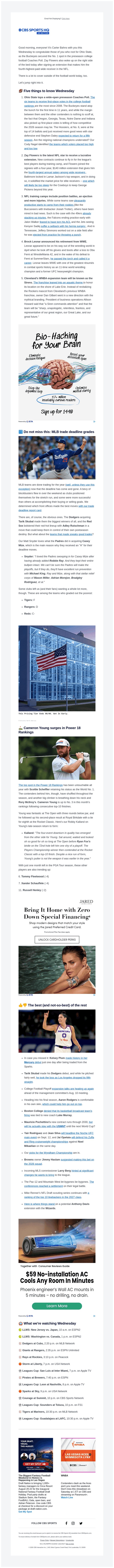 CBS email from Wed, Aug 5, 2026