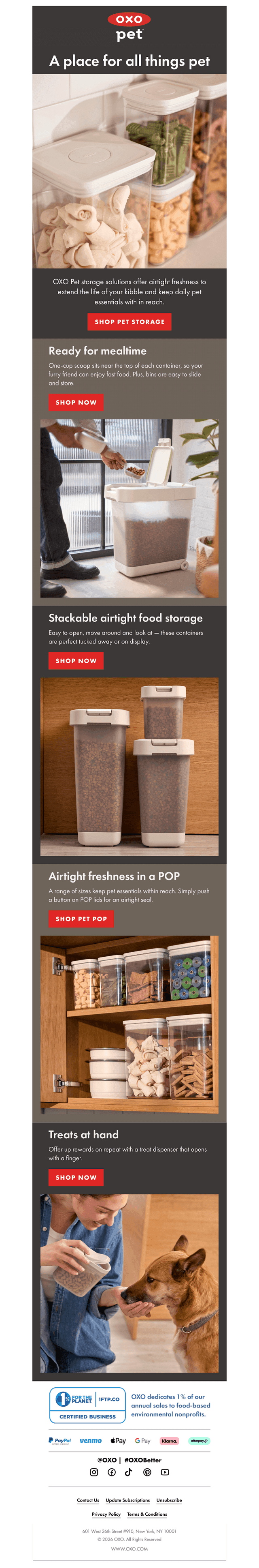 OXO Pet: airtight storage, easy to open & stack