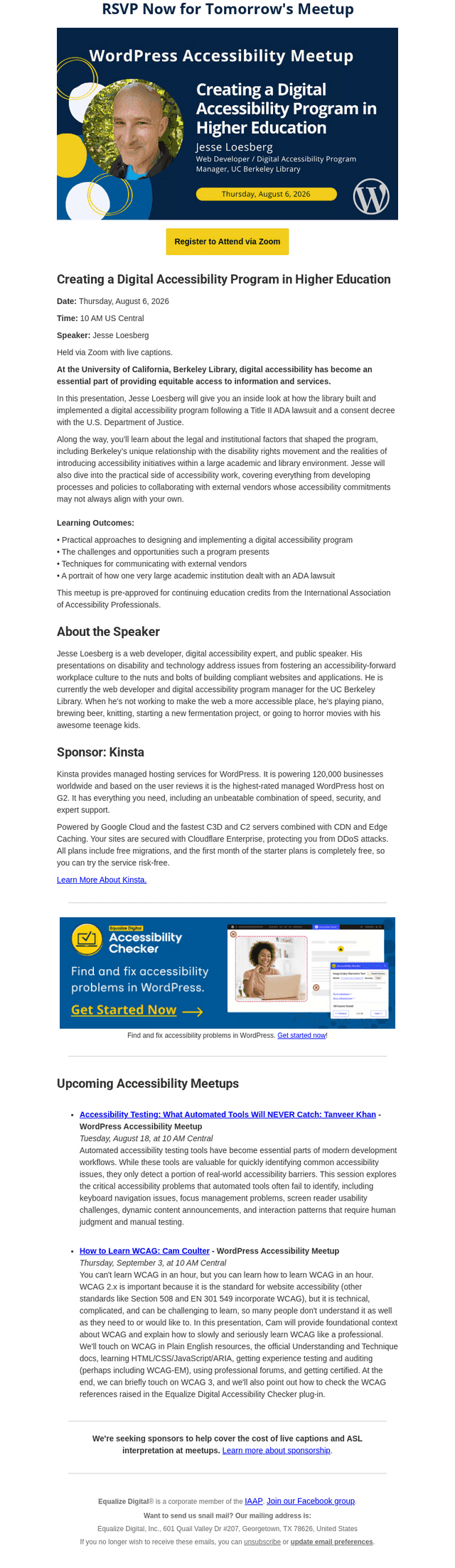 Tomorrow: Creating a Digital Accessibility Program in Higher Education: Jesse Loesberg