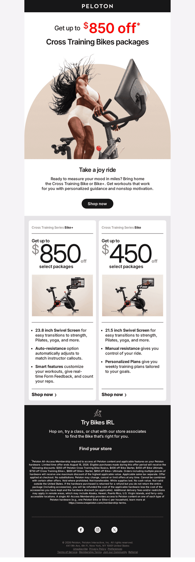Peloton email from Thu, Aug 6, 2026