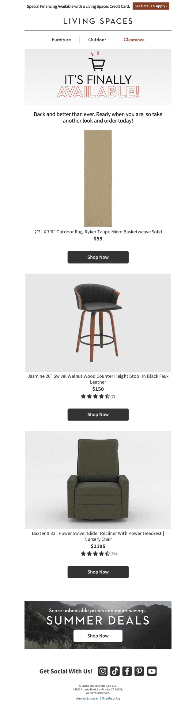 Living Spaces email from Fri, Aug 7, 2026