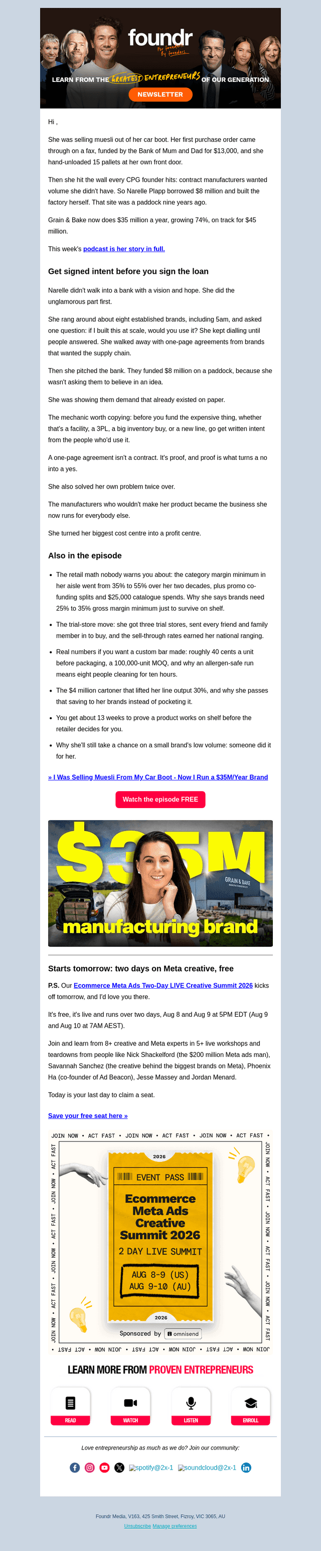 Foundr email from Fri, Aug 7, 2026