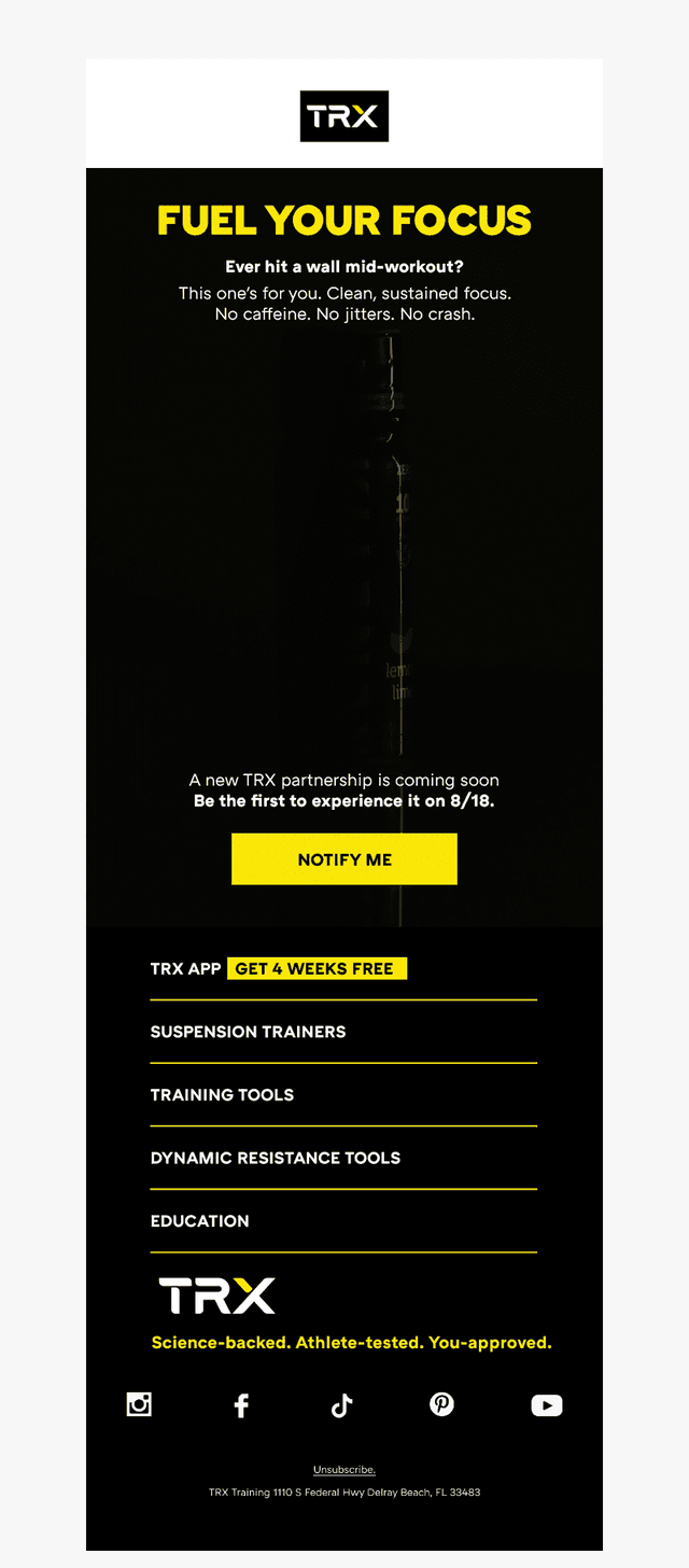 TRX Training email from Fri, Aug 7, 2026