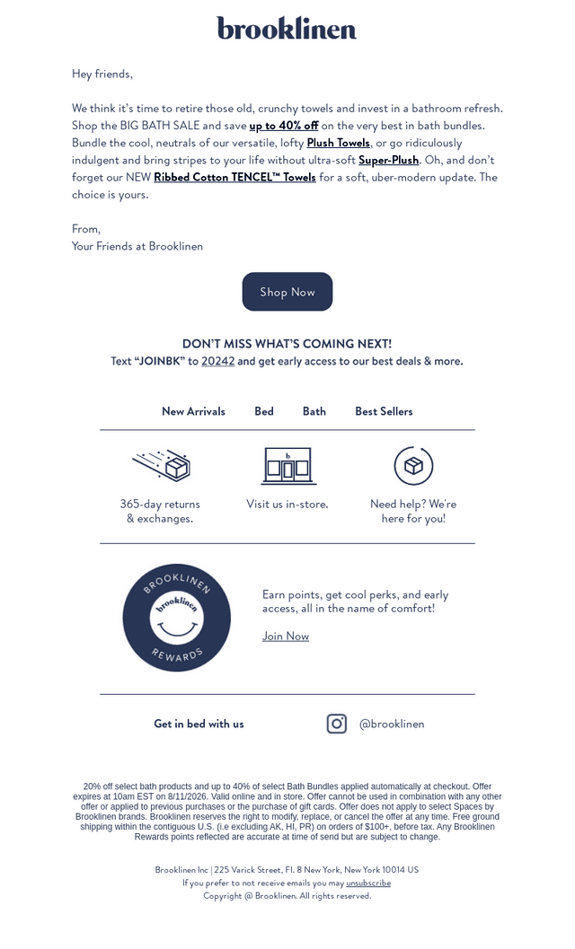 Brooklinen email from Fri, Aug 7, 2026