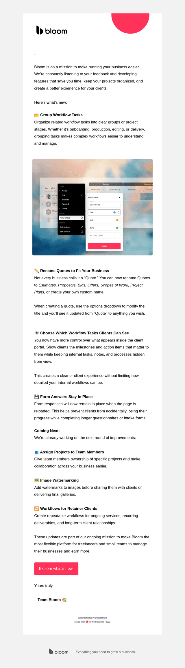 Bloom email from Sat, Aug 8, 2026
