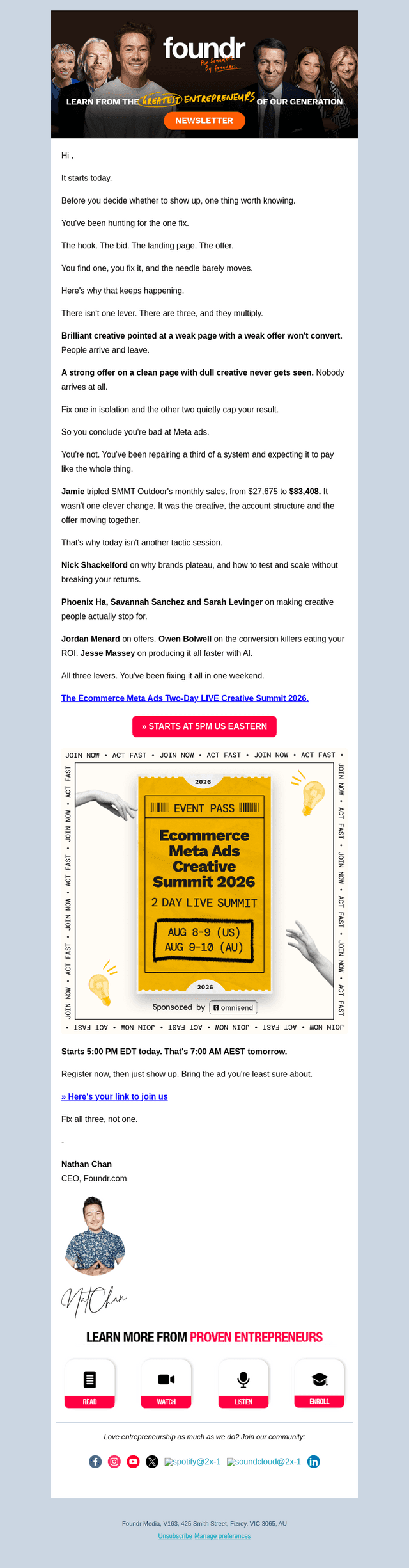 Last call for the Ecommerce Meta Ads Creative Summit 2026