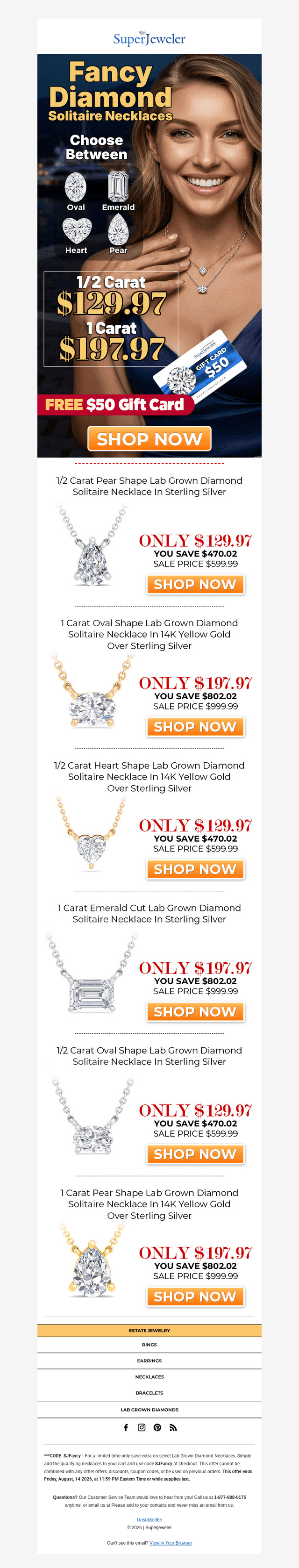 SuperJeweler email from Sat, Aug 8, 2026